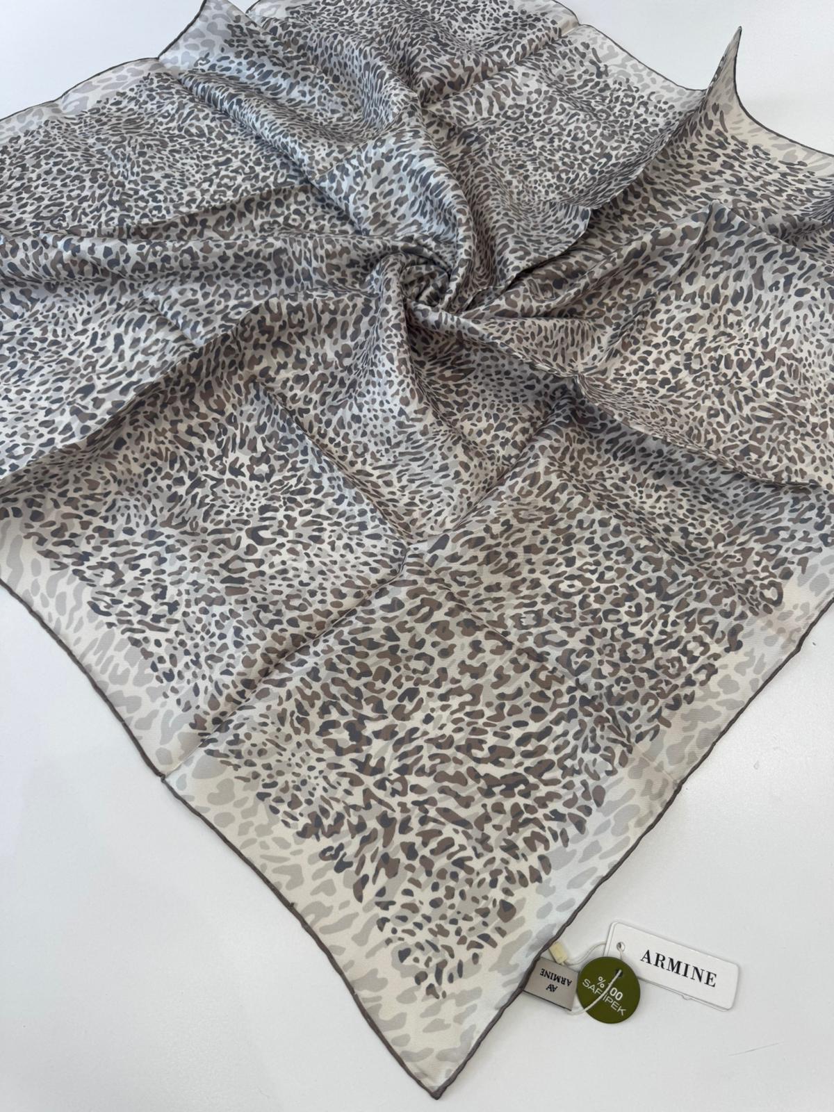 Armine Twill İpek Eşarp – Leopar Desen 🐆